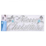 Autocolant Decorativ Crăciun, Merry Christmas, Argintiu, V&acirc;sc, 38.5x16cm, Oem
