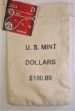 Sac textil monede US MINT 1 Dollar 2004 - doar sacul, fara monede!!!