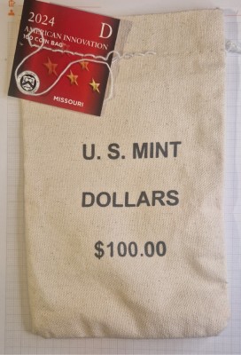 Sac textil monede US MINT 1 Dollar 2004 - doar sacul, fara monede!!! foto