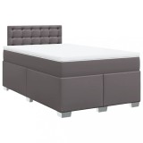 Cumpara ieftin Pat box spring cu saltea, gri, 120x190 cm, piele ecologica