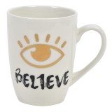 Cana cu mesaj motivational Believe,portelan,alb,350 ml