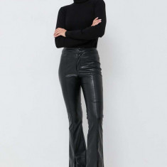 Silvian Heach pantaloni femei, culoarea negru, evazati, high waist