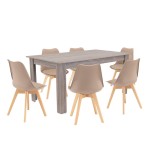 Cumpara ieftin Set de masă Lola 6+1 bej-stejar York