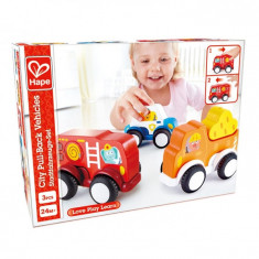 Hape Set 3 Masinute cu Motor Pull-Back