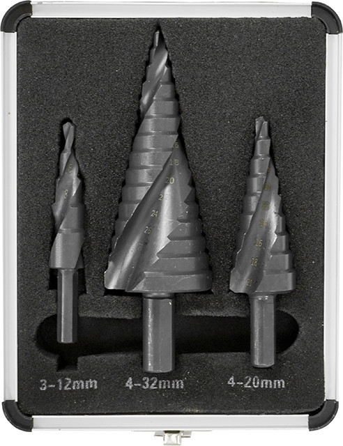 Set 3 burghie metal conice in trepte 4-32 mm Premium Line V05052 Verke