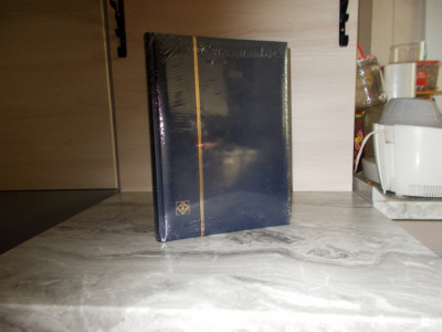 Clasor coperta moale albastru COMFORT 16 file/32 pagini negre banda PVC foto