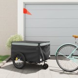 vidaXL Remorcă pentru biciclete, negru și gri, 45 kg, fier