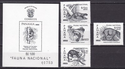 Panama 1984 fauna MI 1595-1598 + bl.121 MNH foto