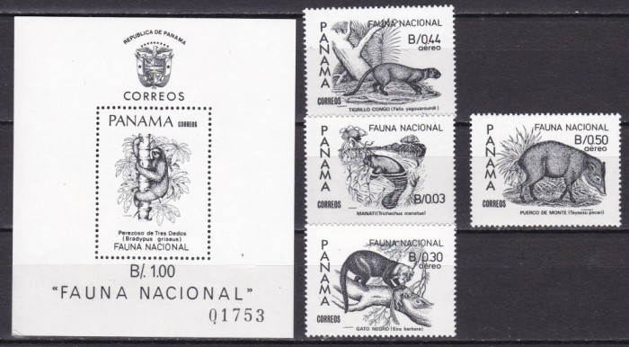 Panama 1984 fauna MI 1595-1598 + bl.121 MNH