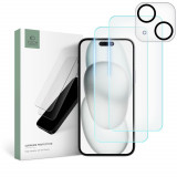 Set 2 Folii Ecran si 1 Folie Camera Tech-Protect Supreme pentru Apple iPhone 15 Plus Transparent