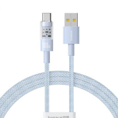 CABLU alimentare si date Baseus Gem, Fast Charging Data Cable pt. smartphone, USB la USB Type-C 100W, 2m, albastru &amp;quot;P10373002311-00&amp;quot; (timbru verde 0.0 foto