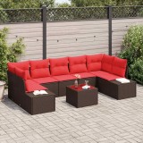 vidaXL Set de canapele pentru grădină cu pernă 8 pcs Maro poliratan 3346984