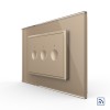 Intrerupator triplu wireless cu touch Livolo cu rama din sticla, standard Italian - Serie noua SmartElectro IntelligentHouse