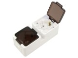 Conector alimentare AC 2P+PE 250VAC 16A Alb pentru perete