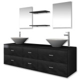 Cumpara ieftin Set mobilier de baie, 9 piese, cu chiuveta si robinet, negru
