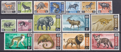 DB1 Fauna Africana 1966 Kenya 16 v. MNH foto