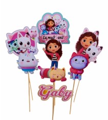 Set 8 toppere Gabby&rsquo;s Dollhouse pentru tort 5&ndash;10 cm