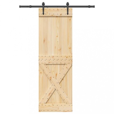 Ușă glisantă cu set de feronerie 70x210 cm, lemn masiv de pin foto