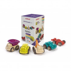 Set 5 vehicule Minimobile Miniland, 12 cm, material ecologic, 18 luni+, Multicolor