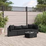 vidaXL Set mobilier de grădină cu perne, 5 piese, negru, poliratan 3308371