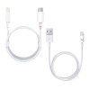 Set 2 Cabluri de Date si Incarcare, 1 x Type-C / Lightning si 1 x USB / Lightning, Albe, 2A, 1 M