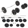 vidaXL Set Haltere și Gantere 30kg, Discuri Ciment, Bare Otel, Negru, Fitness, Exercitii Acasa, Musculatie, Include Accesorii