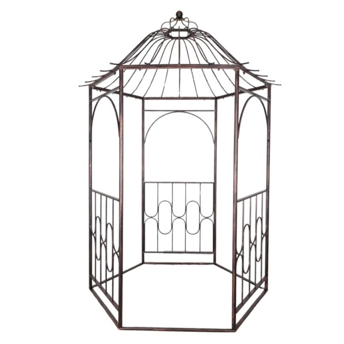 Pavilion/foisor cu arcada pentru gradina, plante cataratoare, metalic, bronz antic, 180x156x275 cm