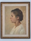 Tablou Portret de fata - semnat si datat Bucarest 1907 - ulei pe carton 240628.1, Portrete, Realism