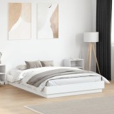 VidaXL Cadru de pat, alb ,135x190 cm, lemn prelucrat
