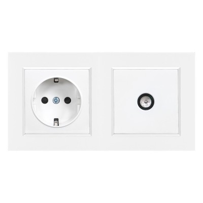Nova priză cu &amp;icirc;mpăm&amp;acirc;ntare 16A 250V priză TV cu cadru alb foto