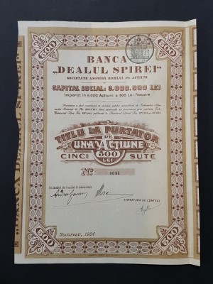 Actiune Banca &amp;quot; Dealul Spirei &amp;quot; / titlu / actiuni foto