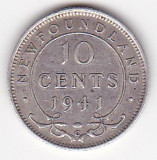 Canada Newfoundland 10 Cents George VI 1941, America de Nord, Argint