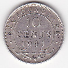 Canada Newfoundland 10 Cents George VI 1941