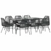 VidaXL Set de sufragerie de grădină 9 piese neagră sticlă polirattan 3334470
