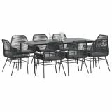 vidaXL Set de sufragerie de grădină 9 piese neagră sticlă polirattan 3334470