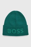 Boss Orange caciula din amestec de lana BOSS ORANGE culoarea verde, din tricot gros