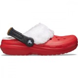 Saboti Crocs Classic Lined Santa Clog Kids Rosu - Varsity Red/Multi