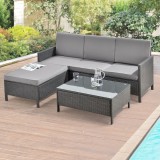 Set mobilier gradina ACRS-17025 canapea taburet masa ratan sintetic [en.casa] HausGarden Leisure, [en.casa]