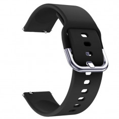 Curea silicon compatibila Galaxy Watch 6|Watch 5|Watch 4|Huawei Watch GT 3 42mm|GT 3 Pro 43mm|GT 2 42mm, Pitch Black