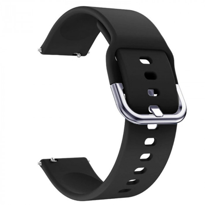 Curea silicon, compatibila Samsung Galaxy Watch 5, 44mm, telescoape Quick Release, Pitch Black