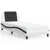 VidaXL Cadru de pat fără saltea Zadar alb și negru 90x190 cm piele artificială 3208155