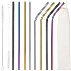 Set 8 paie metalice multicolor, reutilizabile, cu husa depozitare si perii curatat, 215x6 mm Household NewTrend