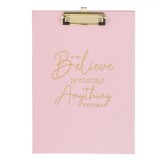 Clipboard Cu Blocnotes, A4, Roz, Mesaj Motivațional &quot;If You Believe In Yourself, Anything Is Possible&quot;, 30 File, Oem