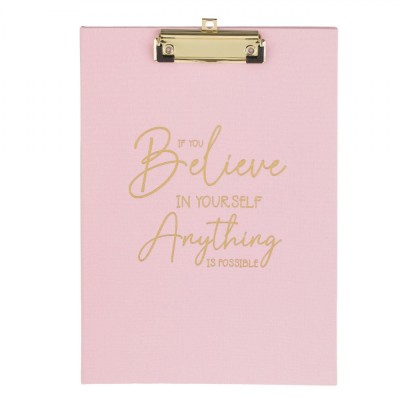 Clipboard Cu Blocnotes, A4, Roz, Mesaj Motivațional &amp;quot;If You Believe In Yourself, Anything Is Possible&amp;quot;, 30 File foto