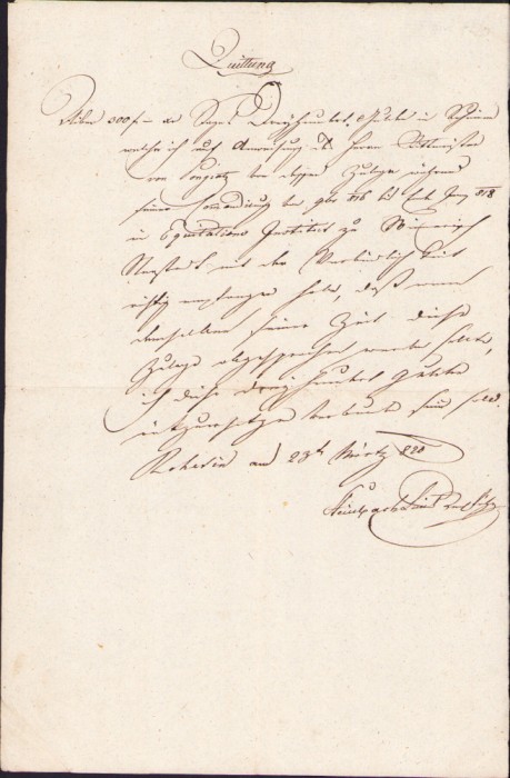 HST A361 Chitanță olografă 1820 limba germană