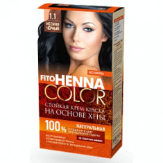 Vopsea de par permanenta fara amoniac FITO Henna Color 1.1 NEGRU ALBASTRUI foto