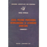 Legea privind procedura reorganizarii si lichidatii judiciare