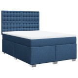 Cumpara ieftin Pat continental cu saltea, albastru, 160x200cm, material textil