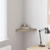 Raft coltar perete vidaXL stejar 35x35 cm MDF, montare invizibila, design modern, capacitate 5kg
