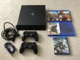 PS4 PLAYSTATION 4 PRO 1000GB 2 MANETE + 10 JOCURI + CABLU HDMI